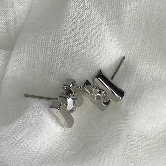 Pierced Earrings | Silver Tone w/ Crystal - Picture 7 of 9